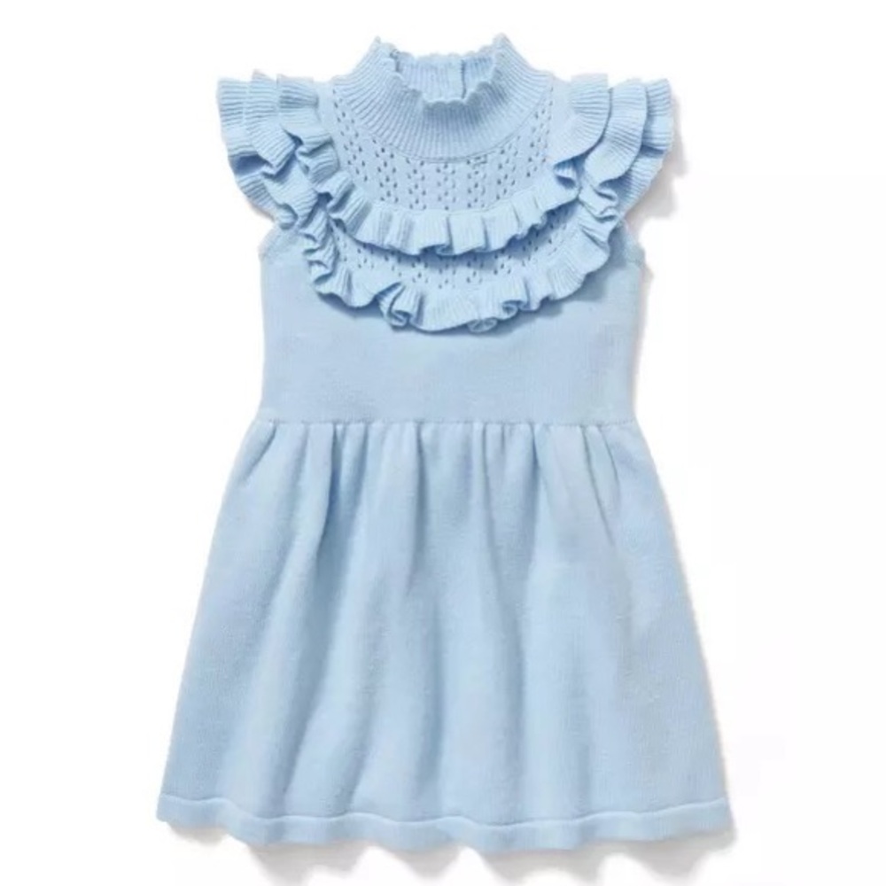 Janie and Jack Light Blue Ruffle Knit Dress